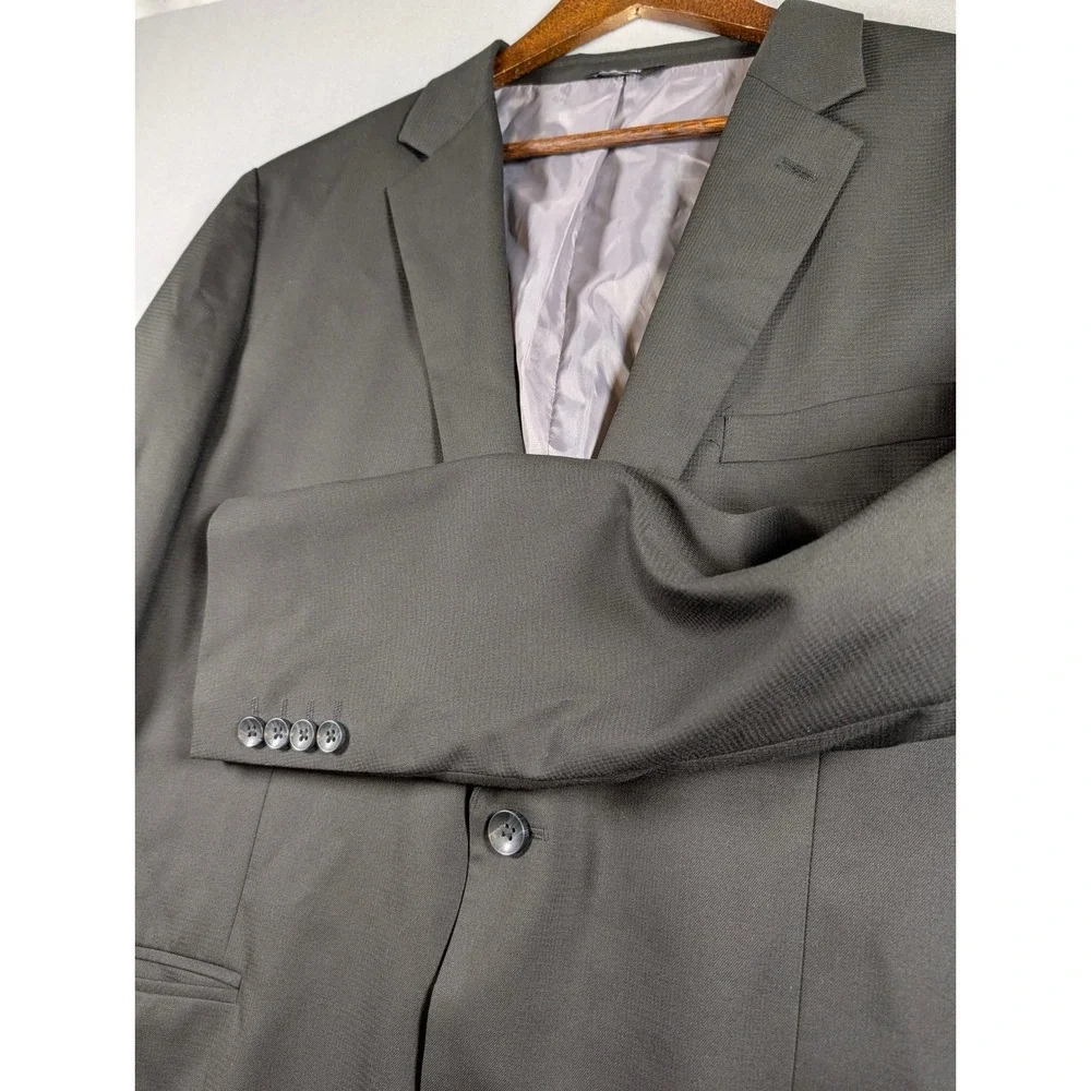 Haggar H26 Mens Tailored Fit Blazer Dark Charcoal Grey Two Button Sport Coat 48R